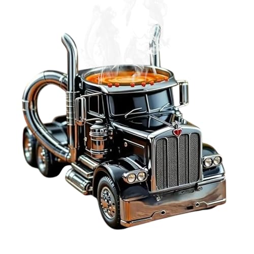 Taza de café hecha a mano para camión, taza de café con asa, taza de café de cerámica semi camión, taza de café para coche, 2025 nuevas y divertidas tazas de té para camionero