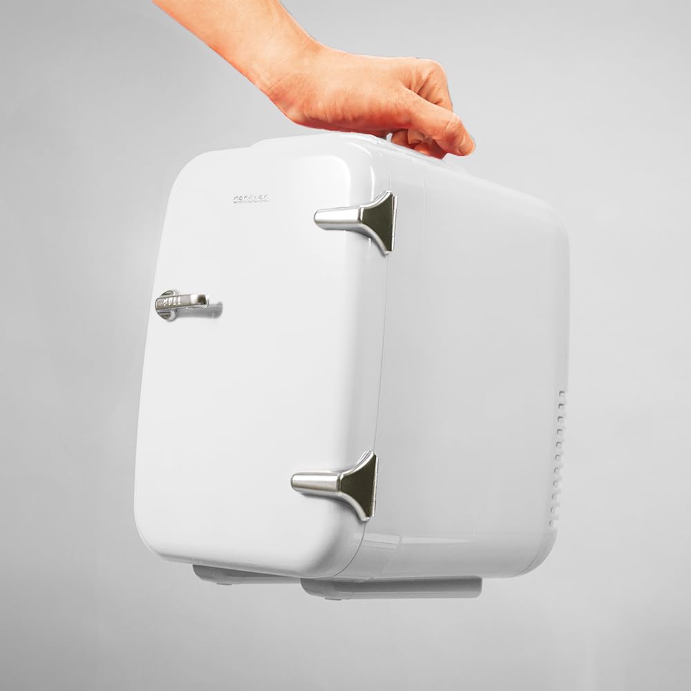 Cecotec Mini Nevera Bolero MiniCooling Río White 4L. Funcionamiento 12V-220V, Compatible coche y caravanas, Función enfriamiento y calentamiento, Rango temperatura 5-65º, Transporte fácil