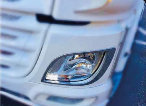 VNVIS 2 faros de acero inoxidable rodean decoraciones para camiones XF 106 Euro6 espejo pulido accesorio