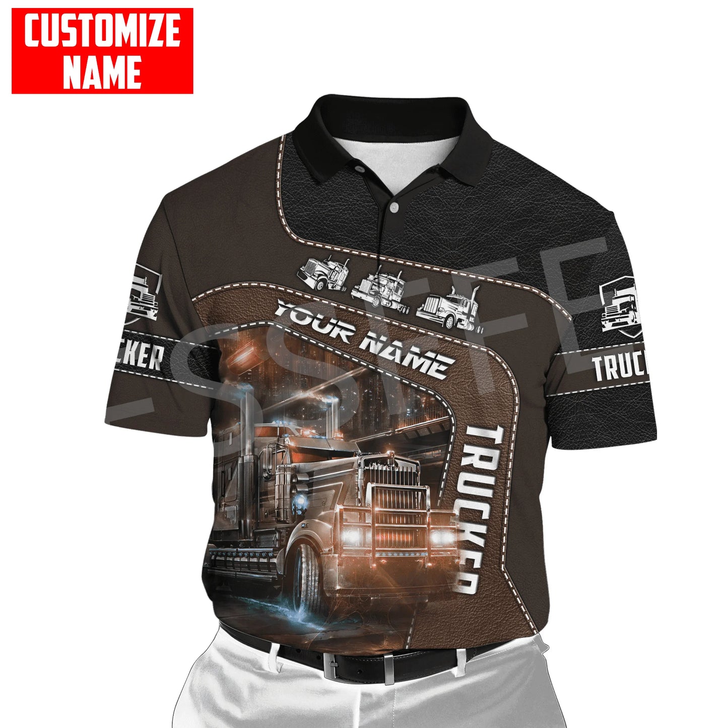 Custom Name Truck Operator Trucker Driver Worker 3DPrint Summer Tattoo Harajuku Polo Shirts Jersey Streetwear Short Sleeves AK3