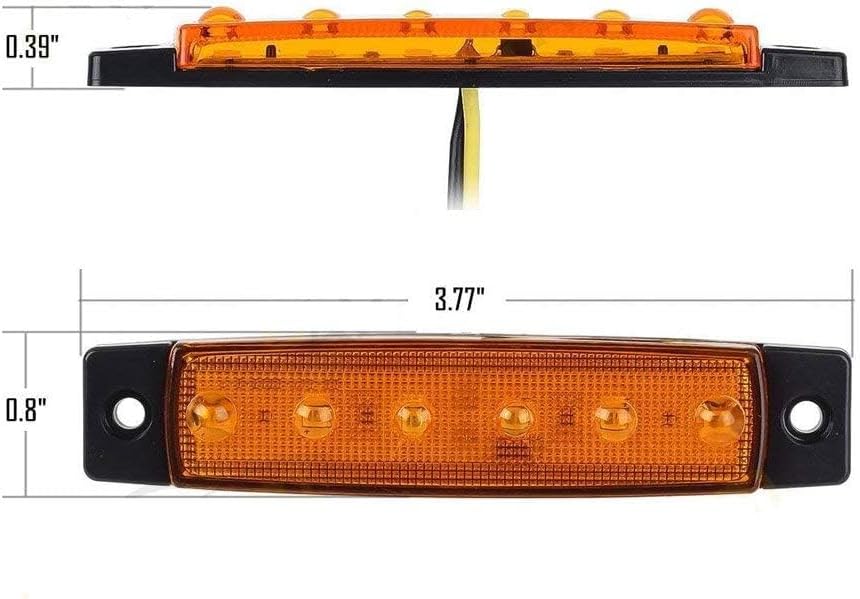 YUK 10 luces LED laterales de,6 luces LED para señalización de remolque, para camiones, luz de marcador, ámbar, luz de marcador lateral trasera, luces de señalización de cabina de camión, (amarillo)