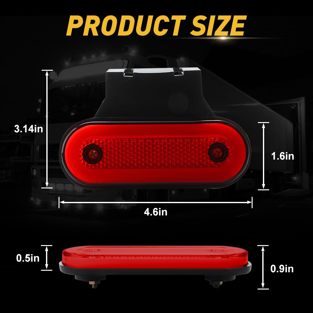 Teguangmei 10PCS LED Luces de Posición Lateral con Soporte 12-24V Posición Lateral 20 LED Luz de Advertencia Utilizada Para Luces de Marcador de Camión Remolque Caravana (Ámbar)