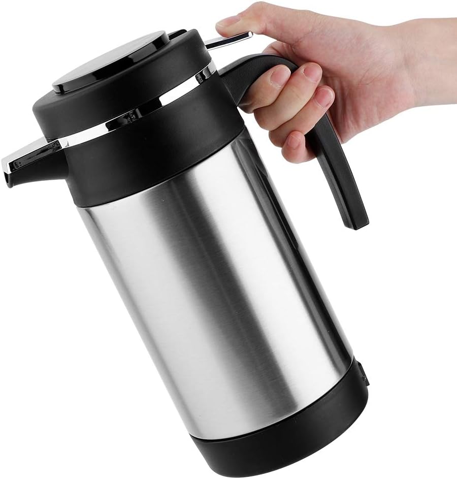 TKSE Hervidor Eléctrico, 1000ML, Hervidor Eléctrico De Acero Inoxidable Para Coche, Café, Té, Termo, Taza Calentadora De Agua, Hervidor De 12V Para Coches, Camiones, RV
