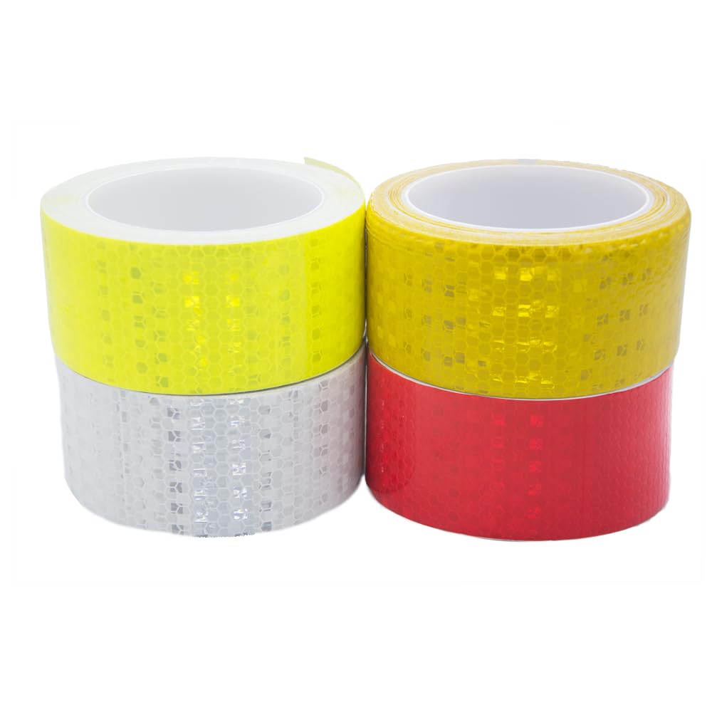 YXSF Cinta reflectante fluorescente amarilla, Cinta reflectante Adhesivo 5 cm × 10 m, Cinta reflectante impermeable autoadhesiva al aire libre de alta visibilidad, adecuada para vehículos