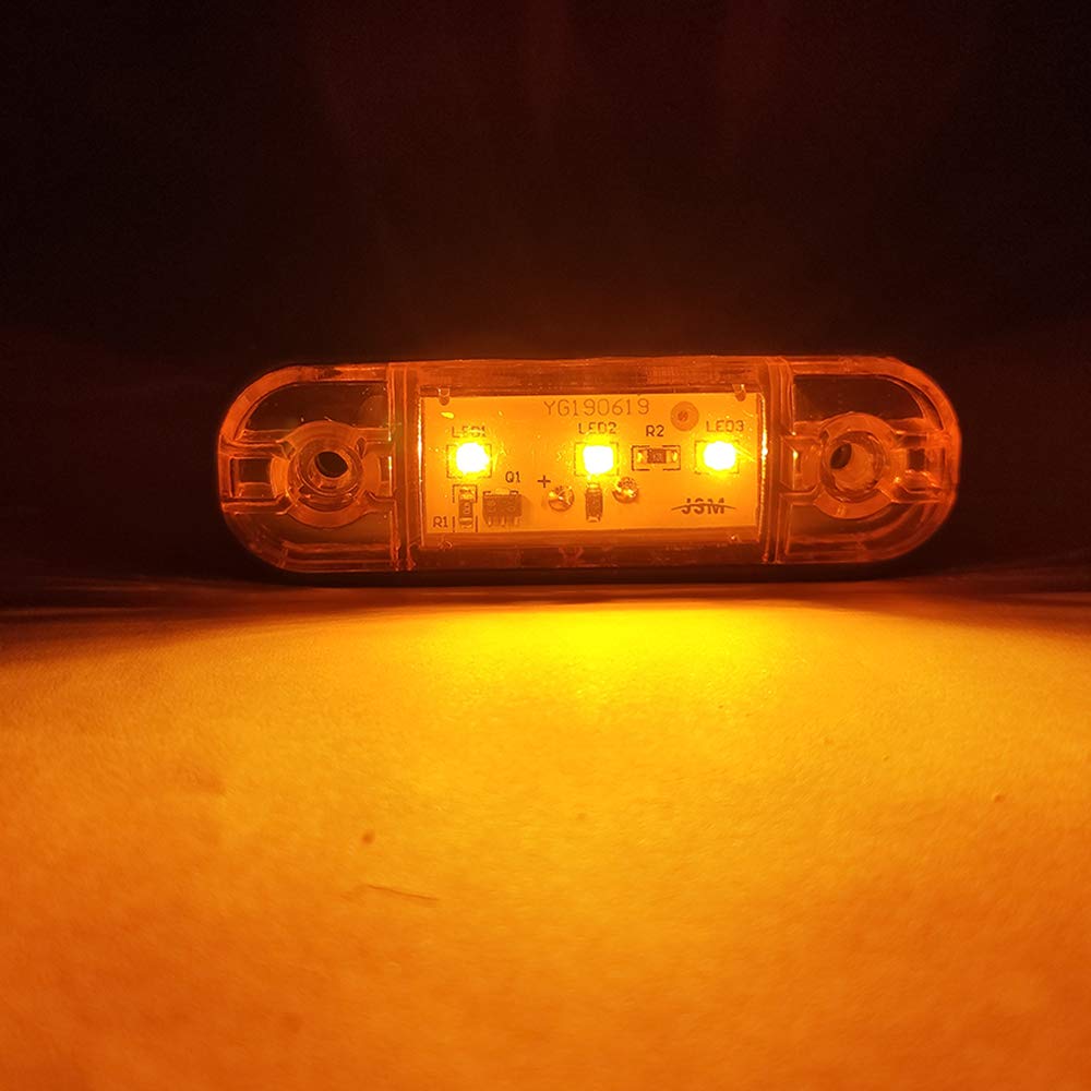 yifengshun 4 uds luz indicadora de marcador lateral LED luces de posición laterales traseras delanteras 12 V para camión Camper Van Camión RV luces de marcador（Ámbar）