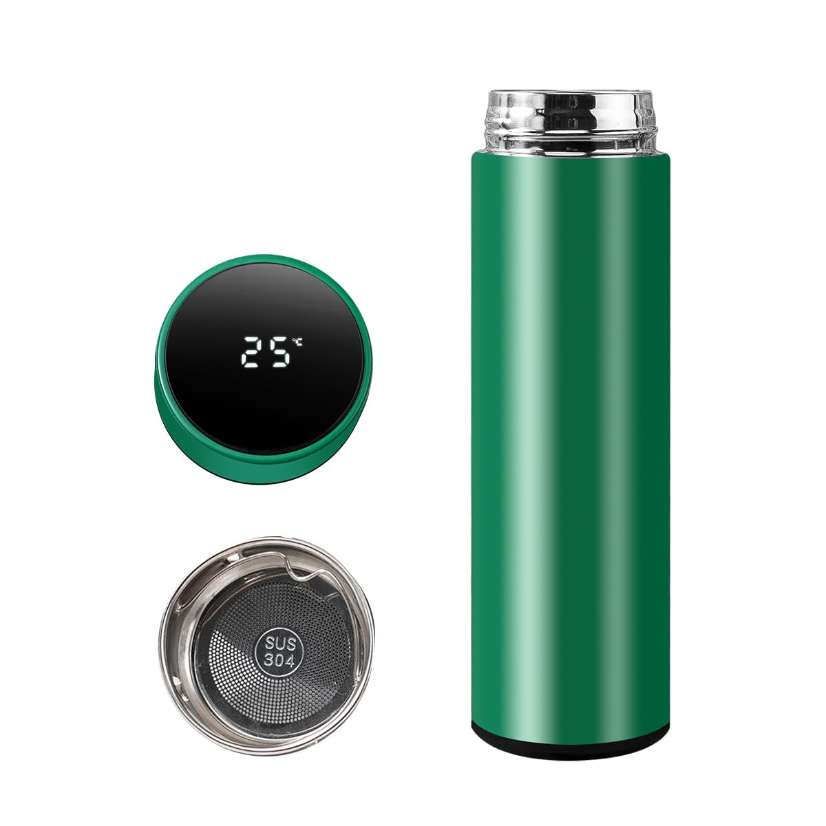 Botella de agua inteligente de acero inoxidable, termo, taza de viaje con pantalla táctil LCD inteligente, mantiene caliente o frío, portátil, para té, café, vacío, aislamiento al vacío en paredes