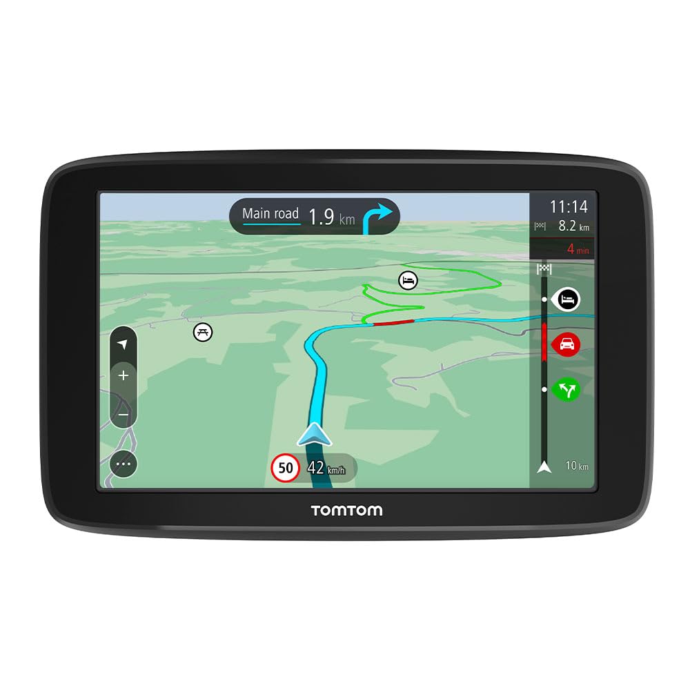 TomTom GPS para coche GO Classic, 6 pulgadas, con tráfico y prueba de radares gracias a TomTom Traffic, mapas de la UE, actualizaciones a través de WiFi, soporte reversible integrado
