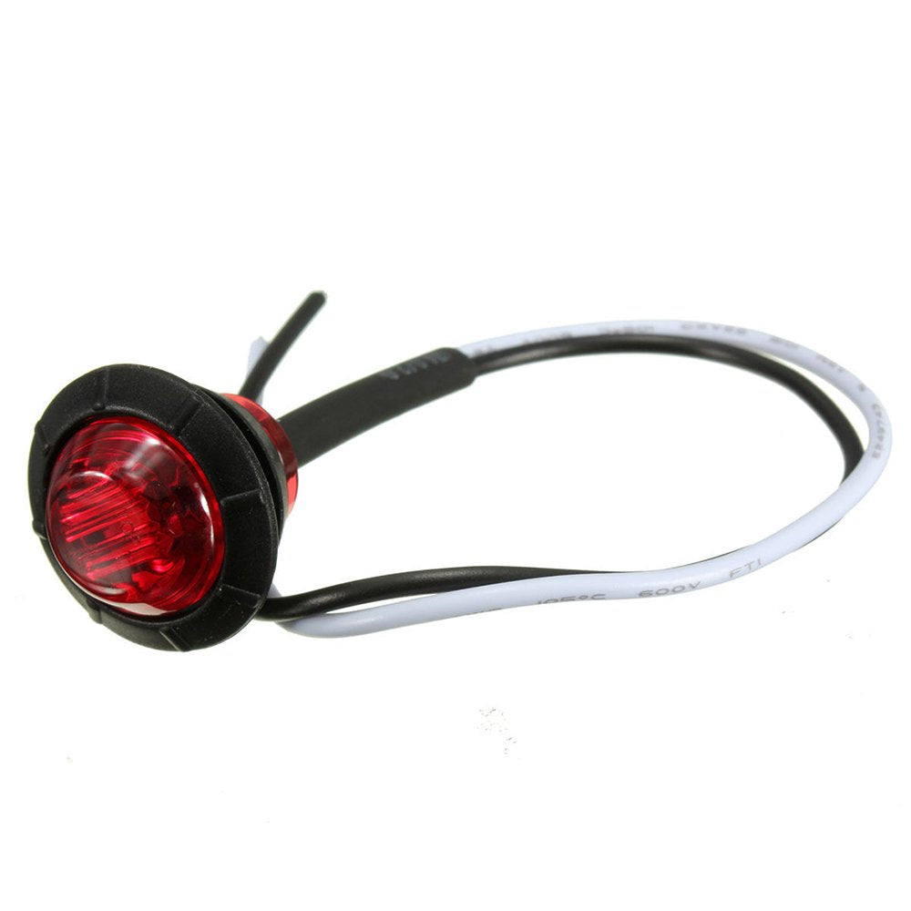 Ricoy - Luz LED redonda de 3/4 pulgadas para marcador delantero y trasero, impermeable, 12 V, para coche o camión (10 Blanco + 10 Amarillo +10 rojo)