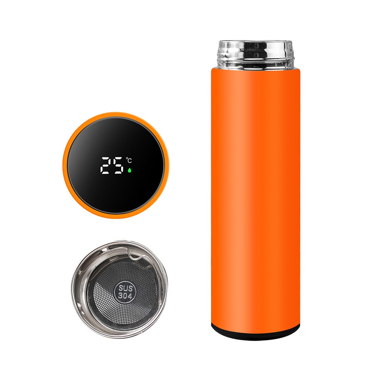 Botella de agua inteligente de acero inoxidable, termo, taza de viaje con pantalla táctil LCD inteligente, mantiene caliente o frío, portátil, para té, café, vacío, aislamiento al vacío en paredes