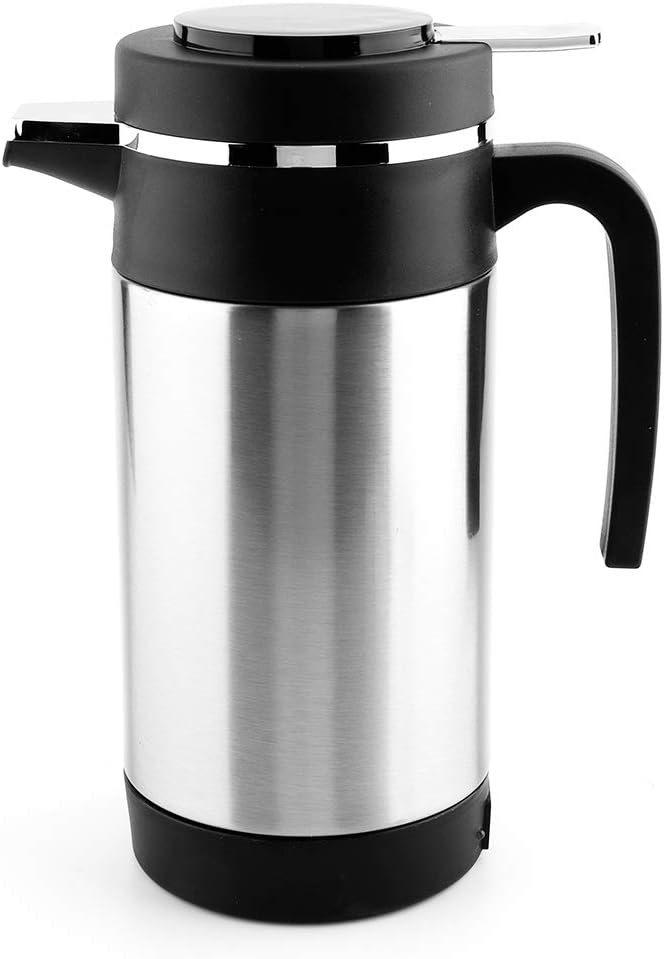 TKSE Hervidor Eléctrico, 1000ML, Hervidor Eléctrico De Acero Inoxidable Para Coche, Café, Té, Termo, Taza Calentadora De Agua, Hervidor De 12V Para Coches, Camiones, RV