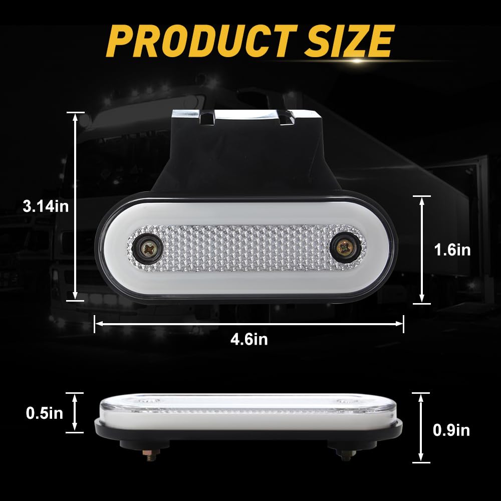 Teguangmei 10PCS LED Luces de Posición Lateral con Soporte 12-24V Posición Lateral 20 LED Luz de Advertencia Utilizada Para Luces de Marcador de Camión Remolque Caravana (Ámbar)