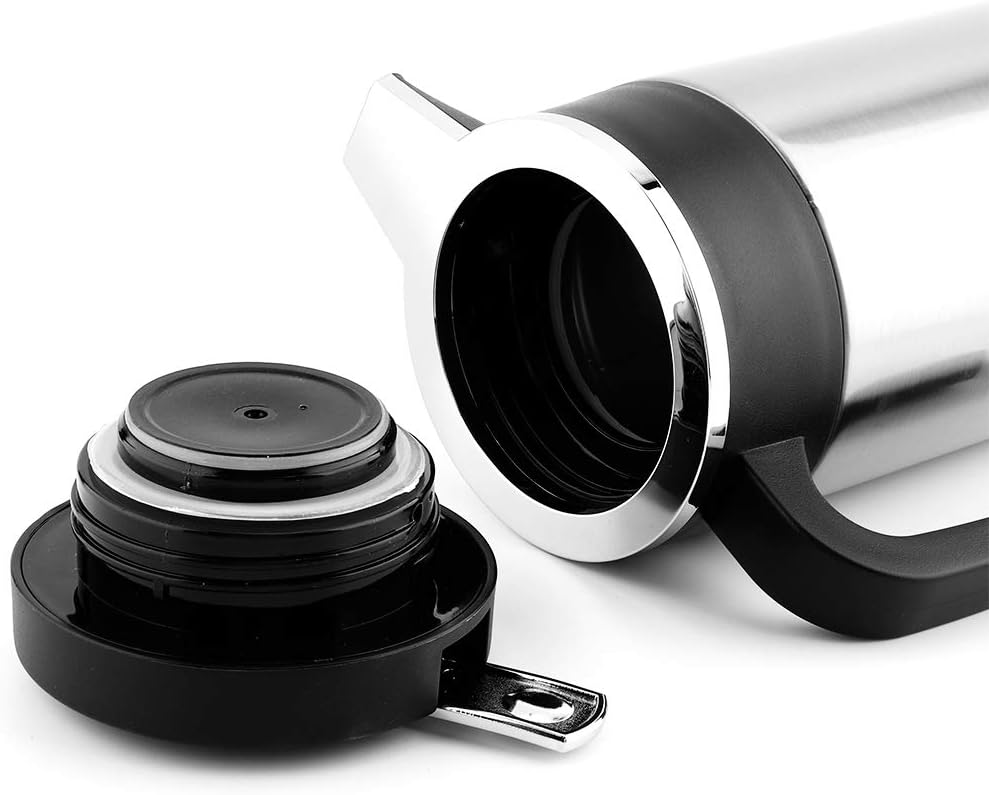 TKSE Hervidor Eléctrico, 1000ML, Hervidor Eléctrico De Acero Inoxidable Para Coche, Café, Té, Termo, Taza Calentadora De Agua, Hervidor De 12V Para Coches, Camiones, RV