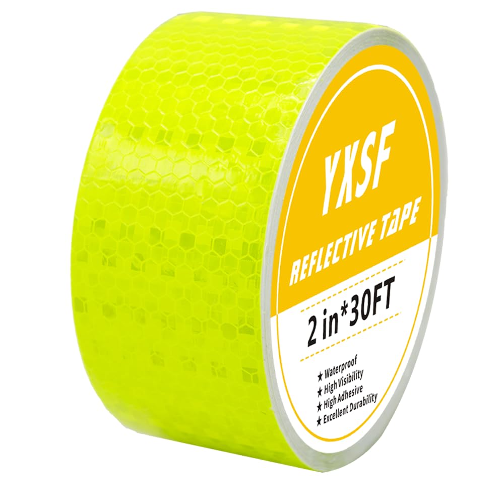 YXSF Cinta reflectante fluorescente amarilla, Cinta reflectante Adhesivo 5 cm × 10 m, Cinta reflectante impermeable autoadhesiva al aire libre de alta visibilidad, adecuada para vehículos