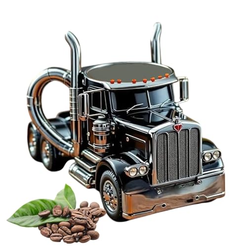 Taza de café hecha a mano para camión, taza de café con asa, taza de café de cerámica semi camión, taza de café para coche, 2025 nuevas y divertidas tazas de té para camionero