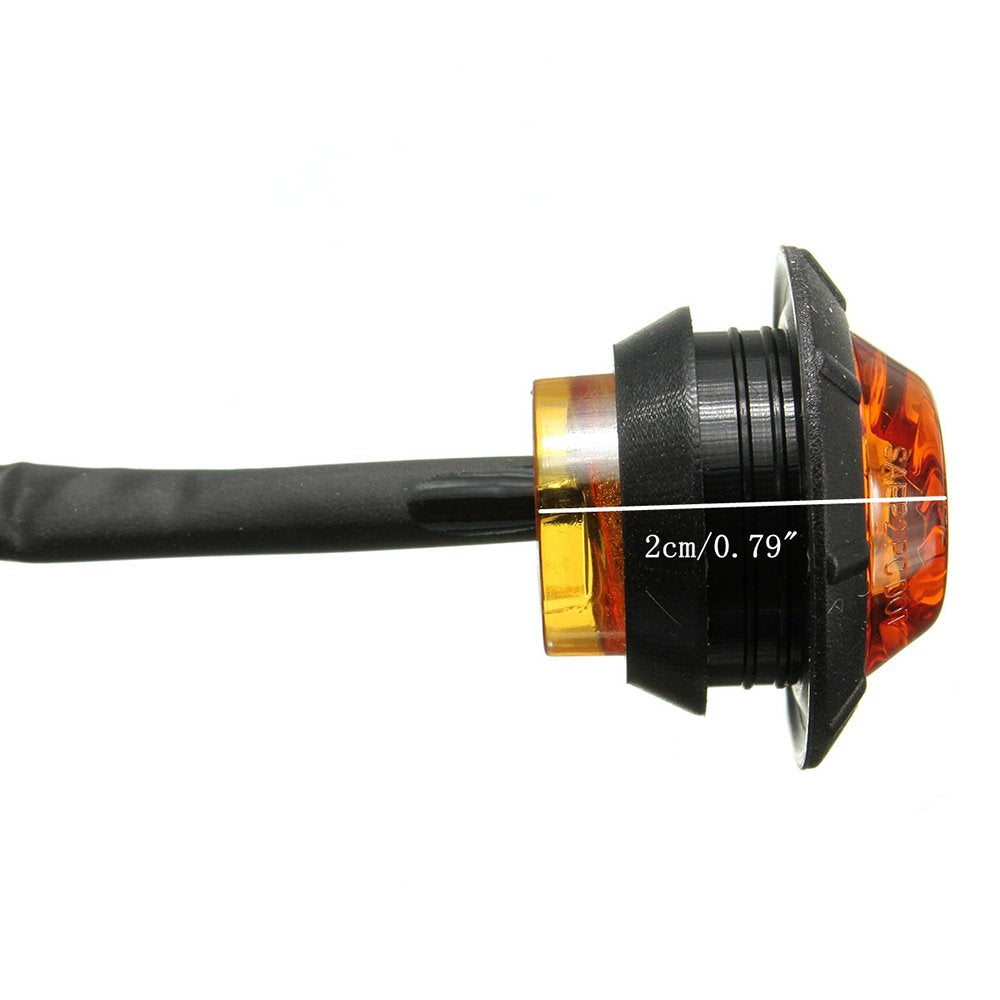 Ricoy - Luz LED redonda de 3/4 pulgadas para marcador delantero y trasero, impermeable, 12 V, para coche o camión (10 Blanco + 10 Amarillo +10 rojo)