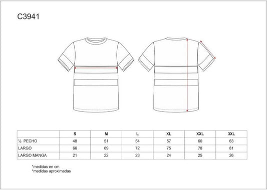 Work Team Camiseta Manga Corta de Trabajo, Alta Visibilidad y Cintas Reflectantes, EN ISO 20471. Unisex Amarillo A.V.+Marino L