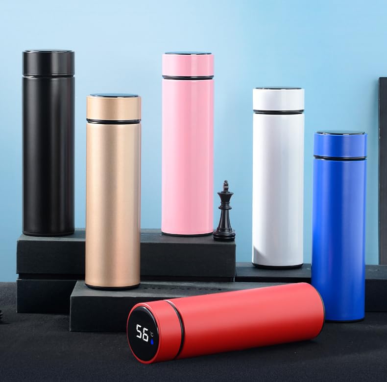 Botella de agua inteligente de acero inoxidable, termo, taza de viaje con pantalla táctil LCD inteligente, mantiene caliente o frío, portátil, para té, café, vacío, aislamiento al vacío en paredes