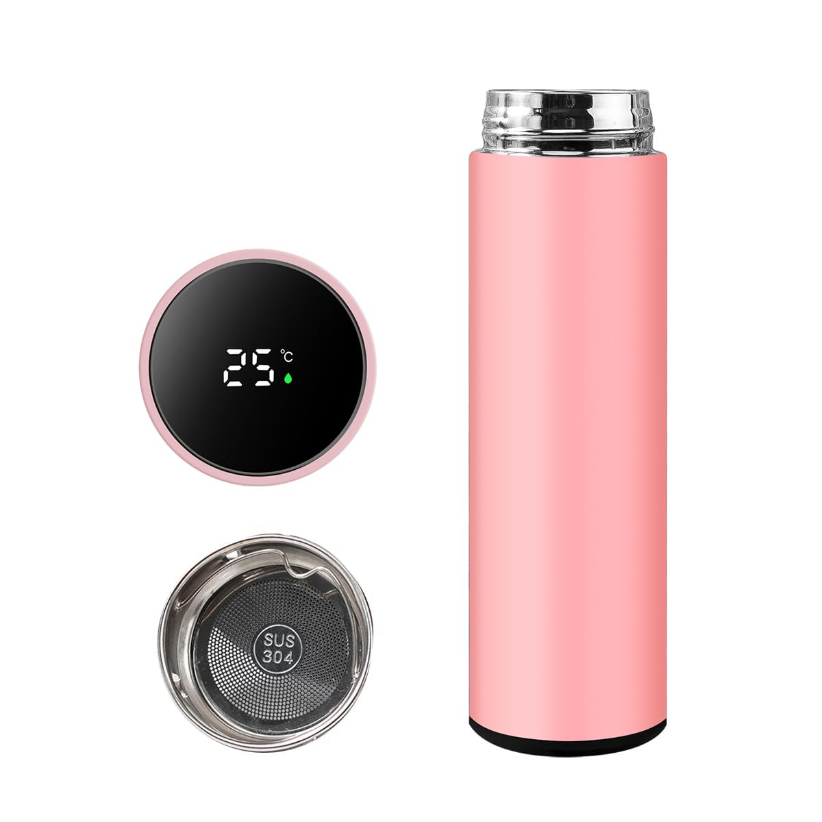 Botella de agua inteligente de acero inoxidable, termo, taza de viaje con pantalla táctil LCD inteligente, mantiene caliente o frío, portátil, para té, café, vacío, aislamiento al vacío en paredes