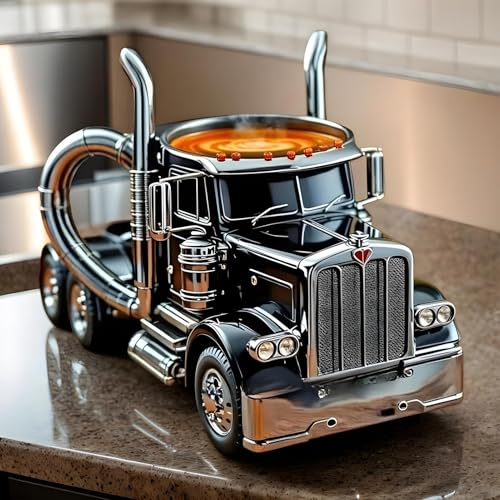 Taza de café hecha a mano para camión, taza de café con asa, taza de café de cerámica semi camión, taza de café para coche, 2025 nuevas y divertidas tazas de té para camionero