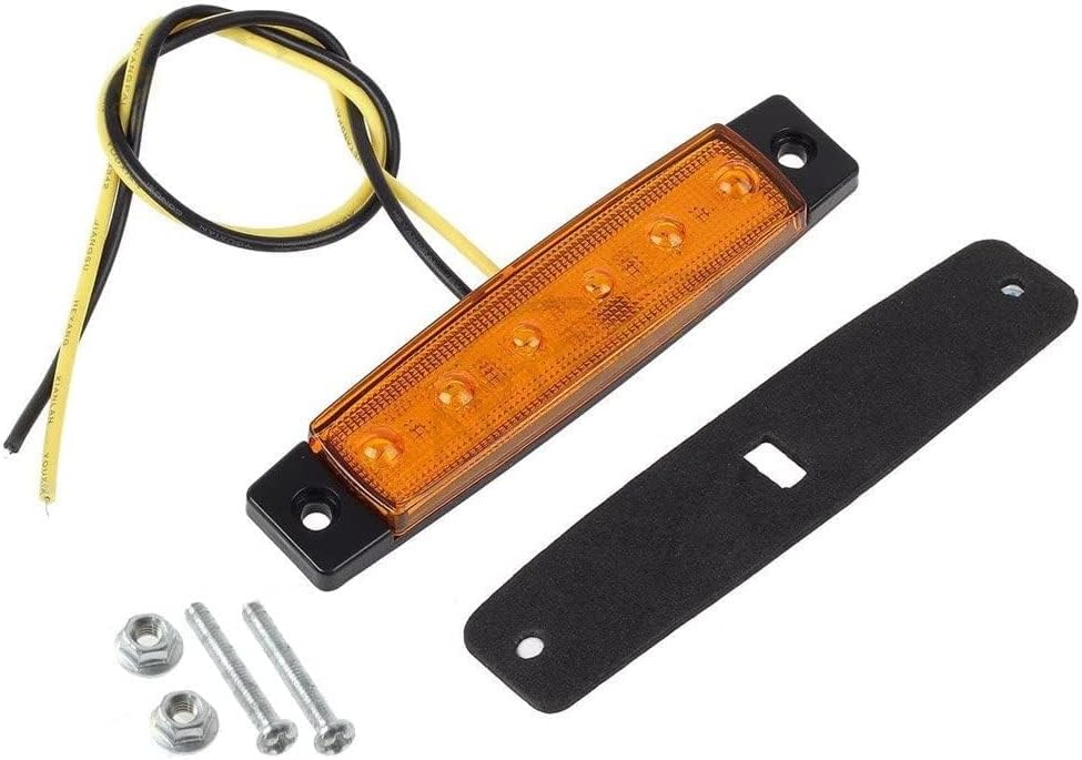 YUK 10 luces LED laterales de,6 luces LED para señalización de remolque, para camiones, luz de marcador, ámbar, luz de marcador lateral trasera, luces de señalización de cabina de camión, (amarillo)