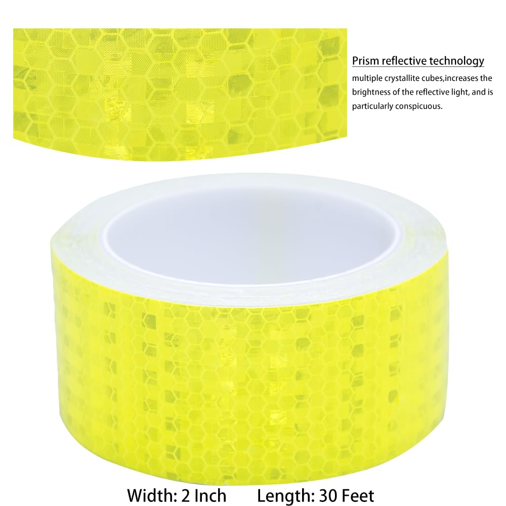 YXSF Cinta reflectante fluorescente amarilla, Cinta reflectante Adhesivo 5 cm × 10 m, Cinta reflectante impermeable autoadhesiva al aire libre de alta visibilidad, adecuada para vehículos