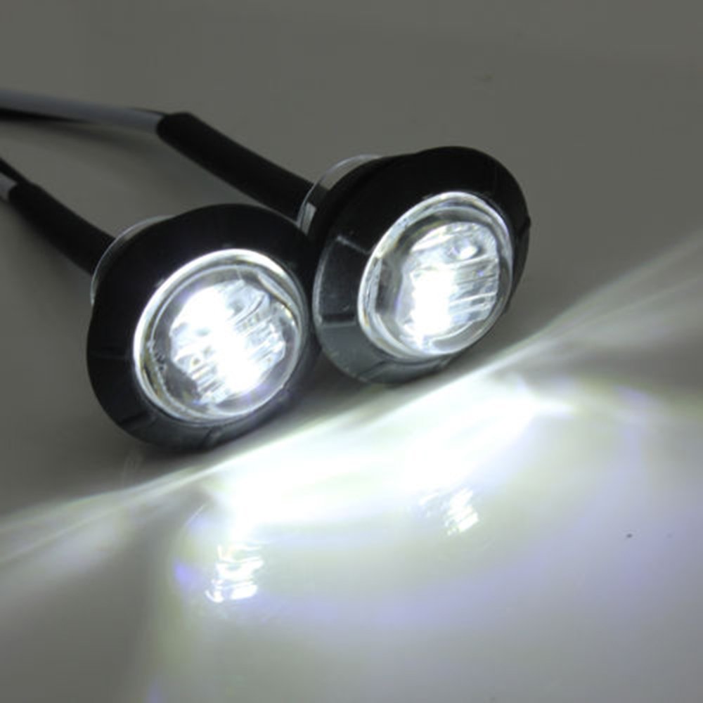 Ricoy - Luz LED redonda de 3/4 pulgadas para marcador delantero y trasero, impermeable, 12 V, para coche o camión (10 Blanco + 10 Amarillo +10 rojo)