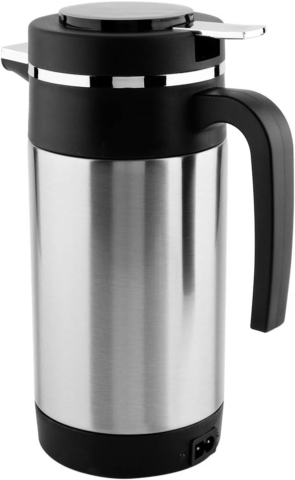 TKSE Hervidor Eléctrico, 1000ML, Hervidor Eléctrico De Acero Inoxidable Para Coche, Café, Té, Termo, Taza Calentadora De Agua, Hervidor De 12V Para Coches, Camiones, RV