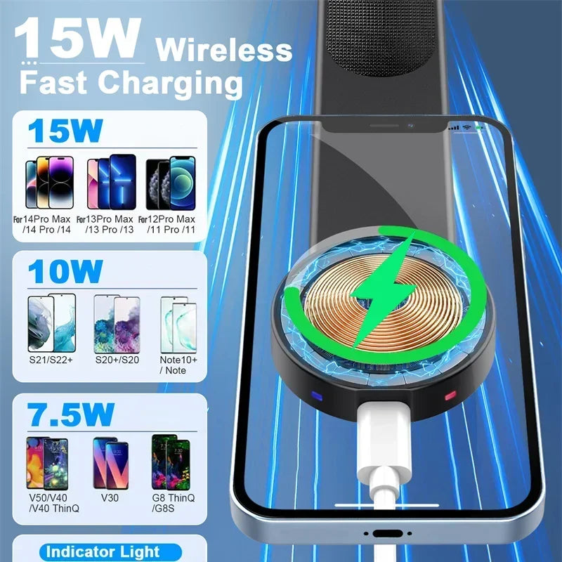 Magnetic Car Wireless Charger Fast Charging Car Phone Holder Center Control Screen Dashboard for iPhone 15 14 13 Samsung Xiaomi