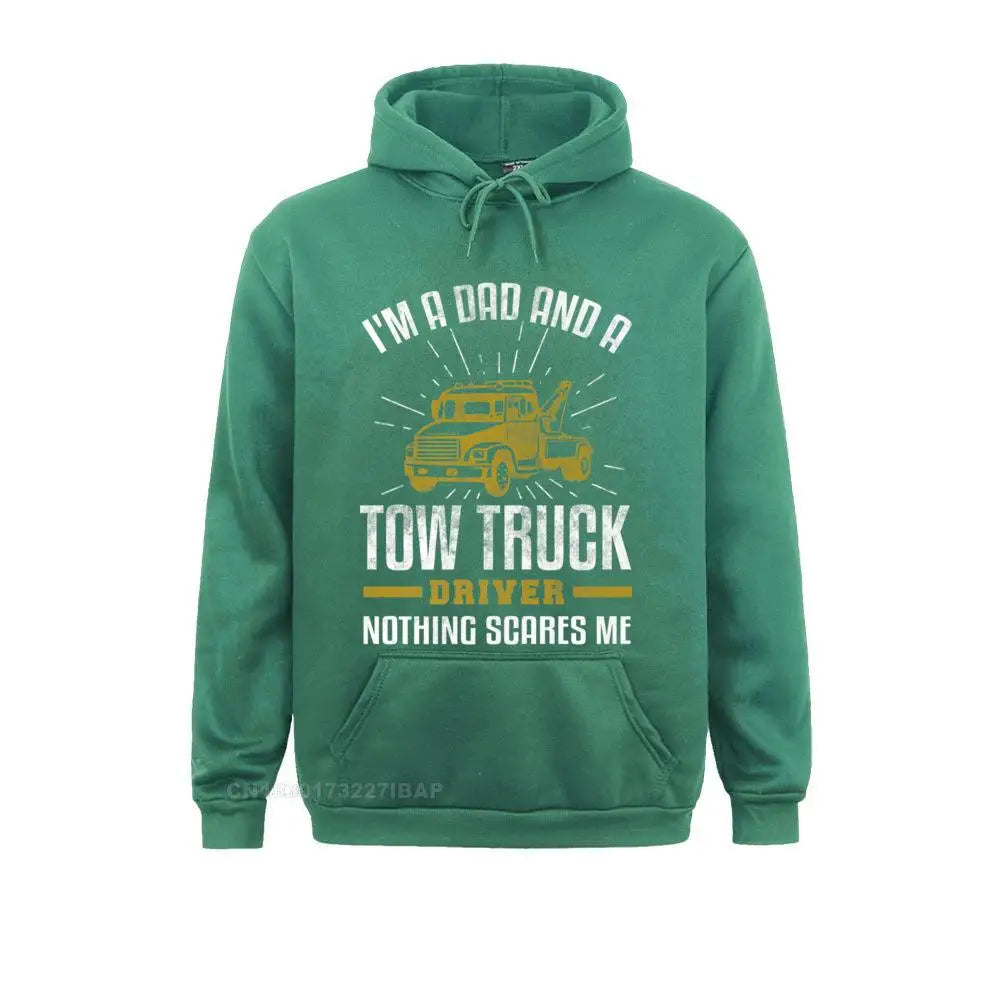 Mens Tow Truck Driver Dad Funny Tow Truck Father Premium Hooded Pullover Holiday3D Printed Hoodies Classic Hoods Mens