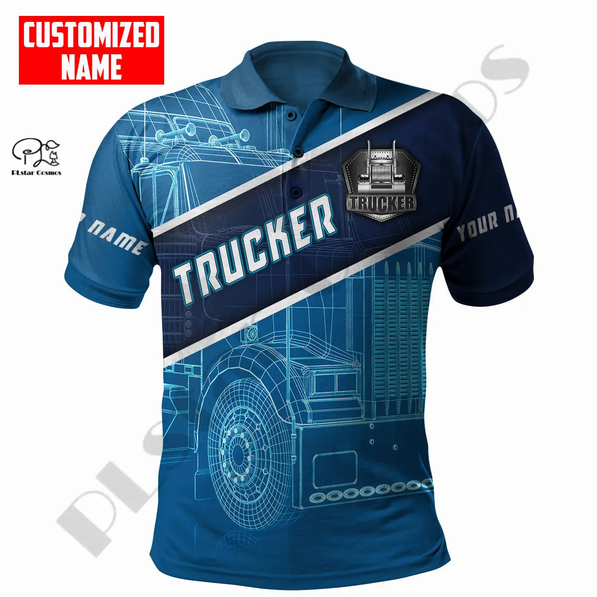 PLstarCosmos 3DPrint Truck Job Worker Polo Shirt Custom Name Team Funny Summer Harajuku Sleeveless Tees Fitness Unisex Style-1