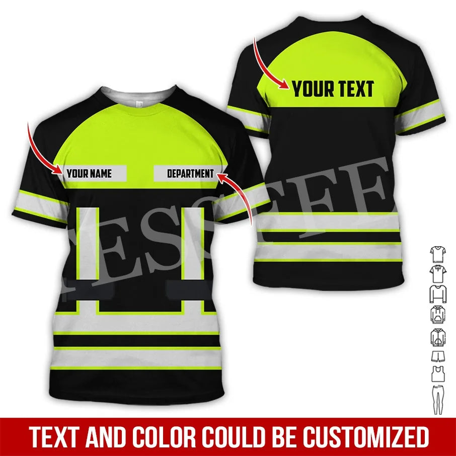 Custom Name Cosplay Worker Heavy Equipment Tow Truck Multicolor Retro Harajuku 3DPrint Streetwear Summer T-Shirts Short Sleeve B