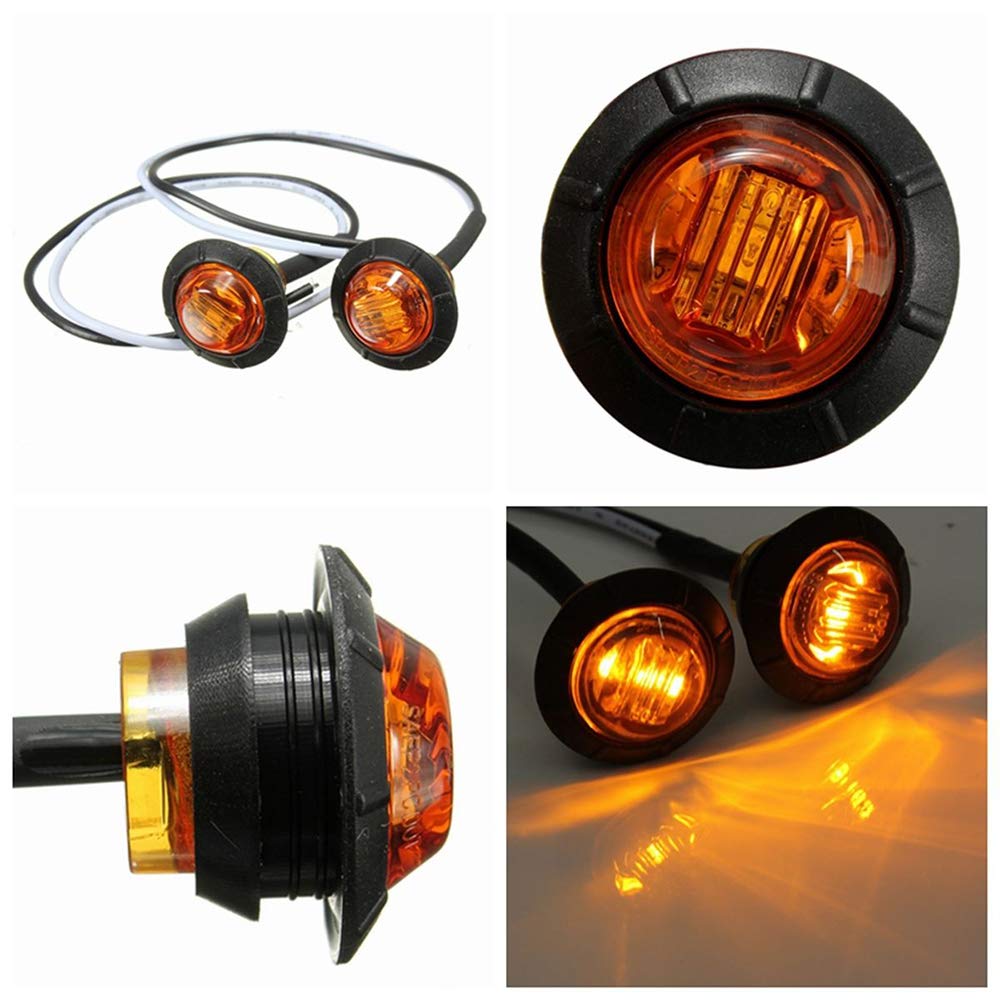 Ricoy - Luz LED redonda de 3/4 pulgadas para marcador delantero y trasero, impermeable, 12 V, para coche o camión (10 Blanco + 10 Amarillo +10 rojo)