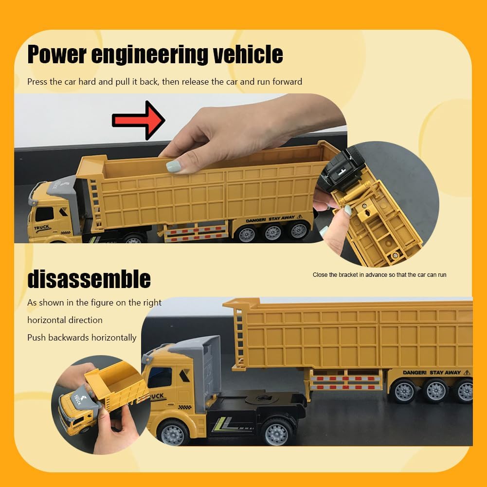 Camión volquete de Juguete, Camión Contenedor Transporter de Juguetes, Camiones de Juguete para Niños Grande Modelos de Coche Juguete Metal Vehículo de Construcción de Juguete Regalos para Niños Niñas