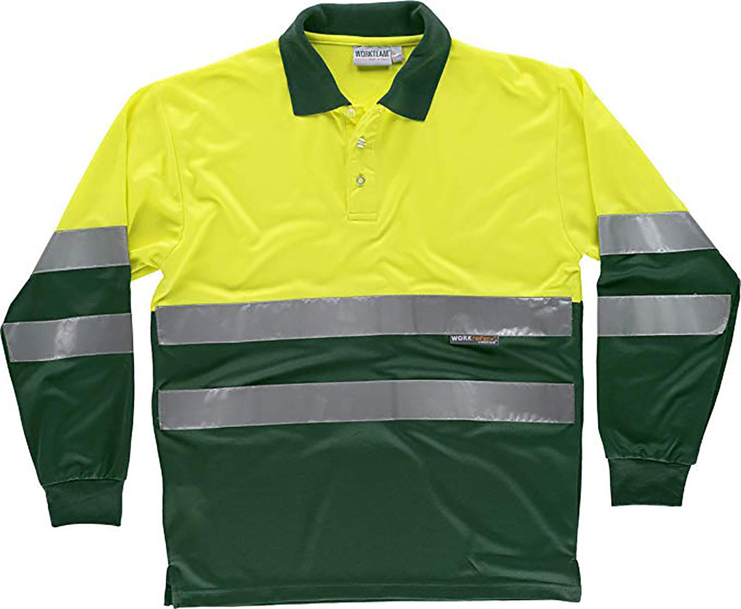 Work Team Polo Combinado Alta Visibilidad Manga Larga, Cintas Reflectantes Torso y Mangas. EN ISO 20471:2013 Hombre