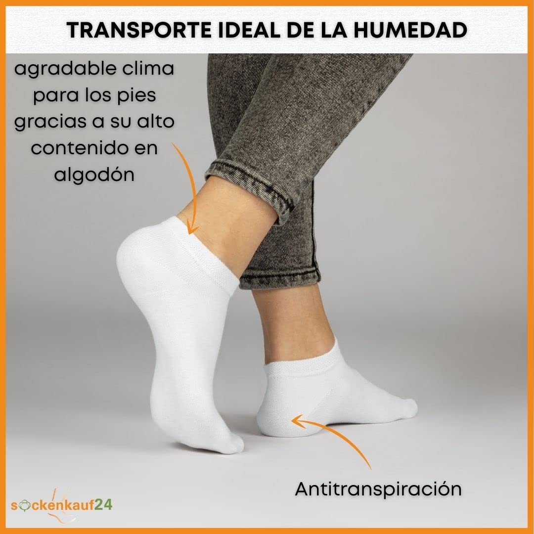 sockenkauf24 10 Pares Calcetines Tobilleros Hombre Mujer Calcetines Cortos Algodón Transpirables