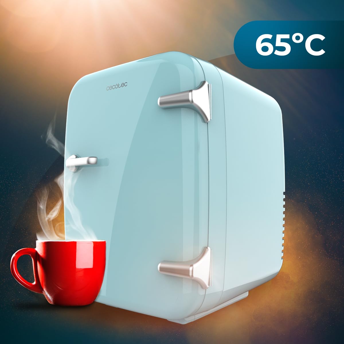 Cecotec Mini Nevera Bolero MiniCooling Río White 4L. Funcionamiento 12V-220V, Compatible coche y caravanas, Función enfriamiento y calentamiento, Rango temperatura 5-65º, Transporte fácil