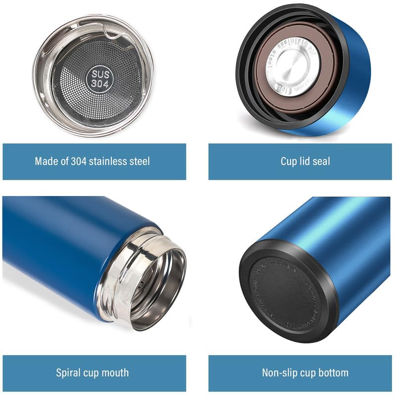 Botella de agua inteligente de acero inoxidable, termo, taza de viaje con pantalla táctil LCD inteligente, mantiene caliente o frío, portátil, para té, café, vacío, aislamiento al vacío en paredes