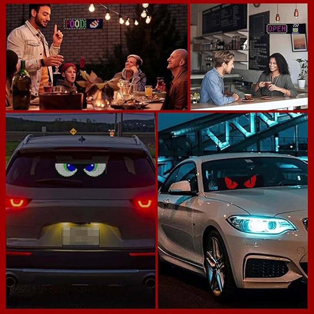 Ojos LED para Camion, Pantalla LED Flexible Coche Programable Grande, Ojos de Diablo para Coche, para Bricolaje, Dinámica, Pantalla Suave(70x173mm)