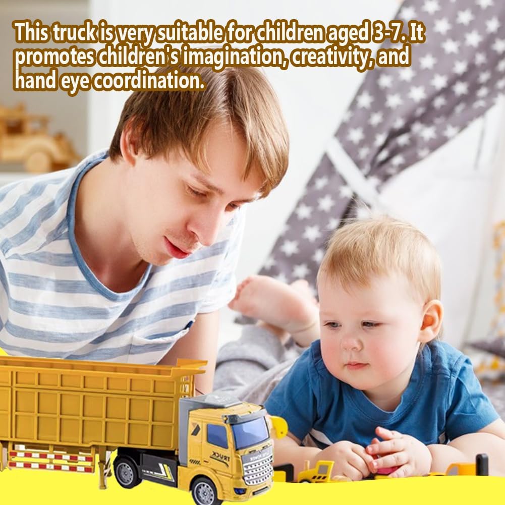 Camión volquete de Juguete, Camión Contenedor Transporter de Juguetes, Camiones de Juguete para Niños Grande Modelos de Coche Juguete Metal Vehículo de Construcción de Juguete Regalos para Niños Niñas