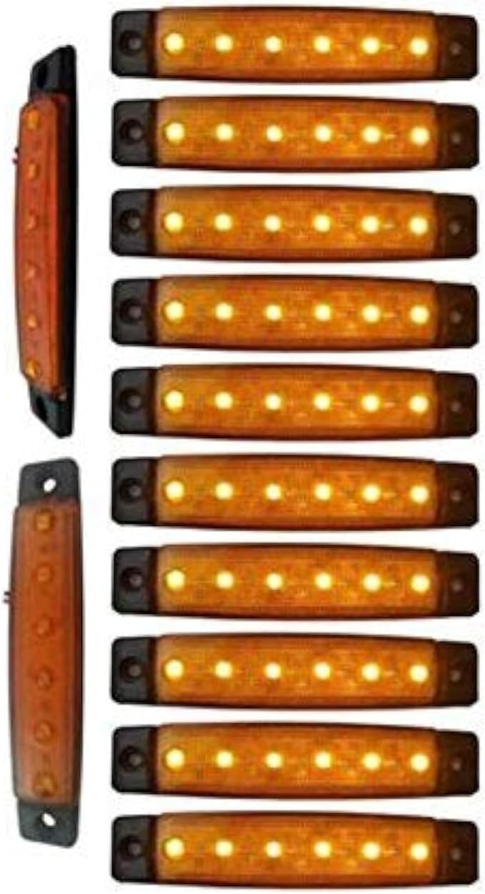 YUK 10 luces LED laterales de,6 luces LED para señalización de remolque, para camiones, luz de marcador, ámbar, luz de marcador lateral trasera, luces de señalización de cabina de camión, (amarillo)