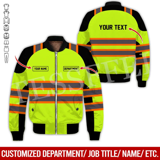 Custom Name Cosplay Worker Heavy Equipment Tow Truck Retro 3D Print Bomber Jacket Winter Harajuku Oversize Casual Flight Coat X1