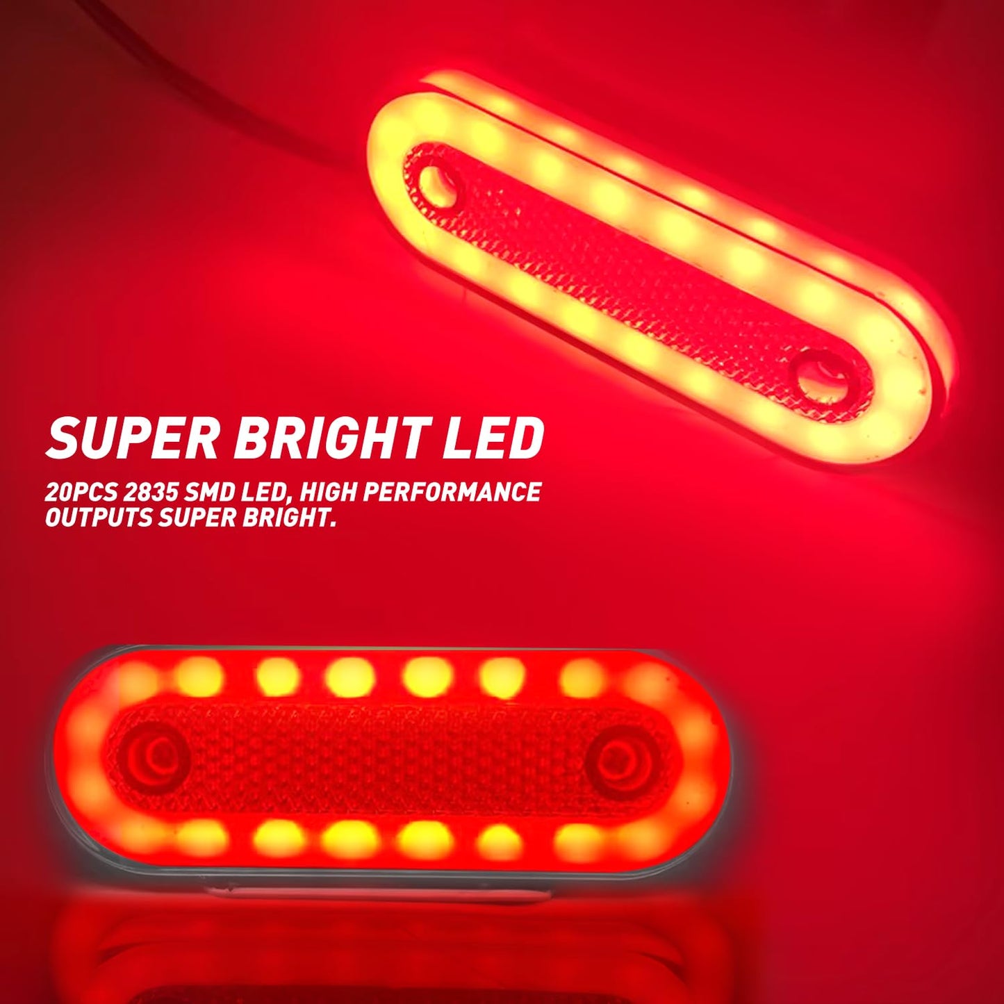 Teguangmei 10PCS LED Luces de Posición Lateral con Soporte 12-24V Posición Lateral 20 LED Luz de Advertencia Utilizada Para Luces de Marcador de Camión Remolque Caravana (Ámbar)