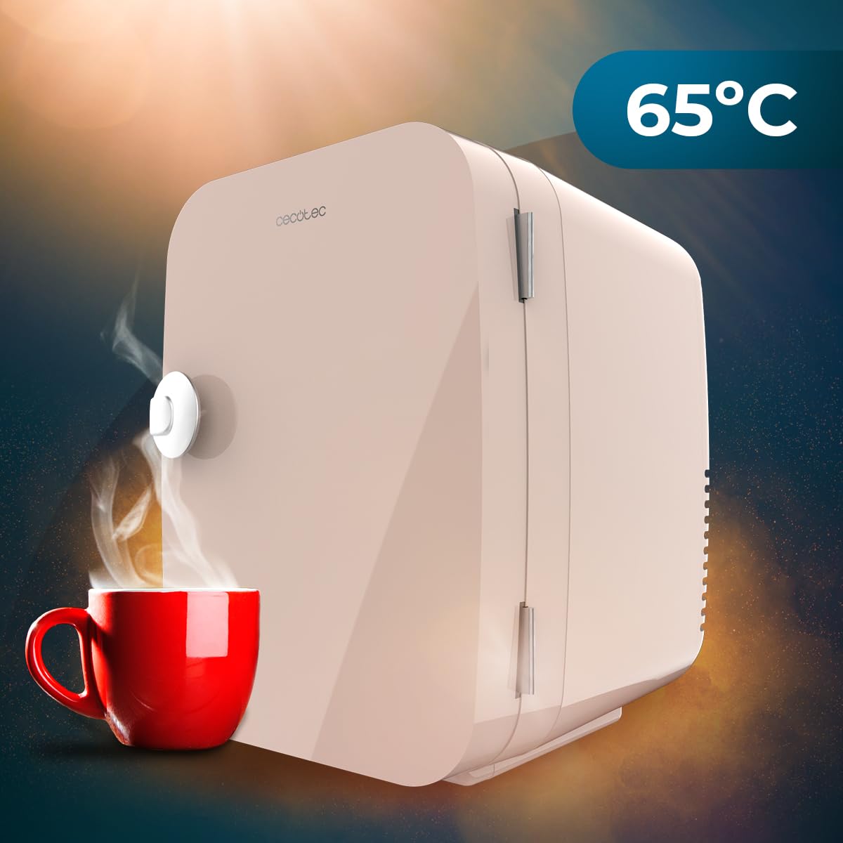Cecotec Mini Nevera Bolero MiniCooling Río White 4L. Funcionamiento 12V-220V, Compatible coche y caravanas, Función enfriamiento y calentamiento, Rango temperatura 5-65º, Transporte fácil