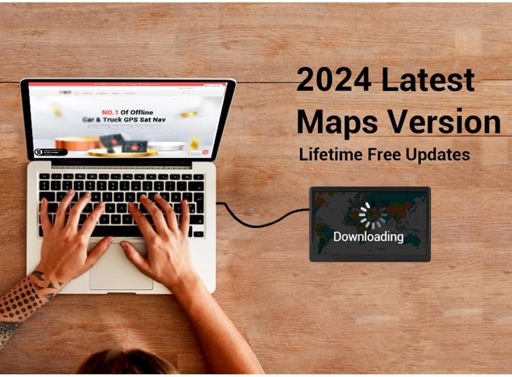 VRTYVEYBB Navegador GPS 9 Pulgadas Camión GPS Conductores Comerciales Para Europa Reino Unido Francia 8G+256M Gran Pantalla Táctil Mapas Offline Actualizaciones de por Vida Guía de Voz Multi-Idioma