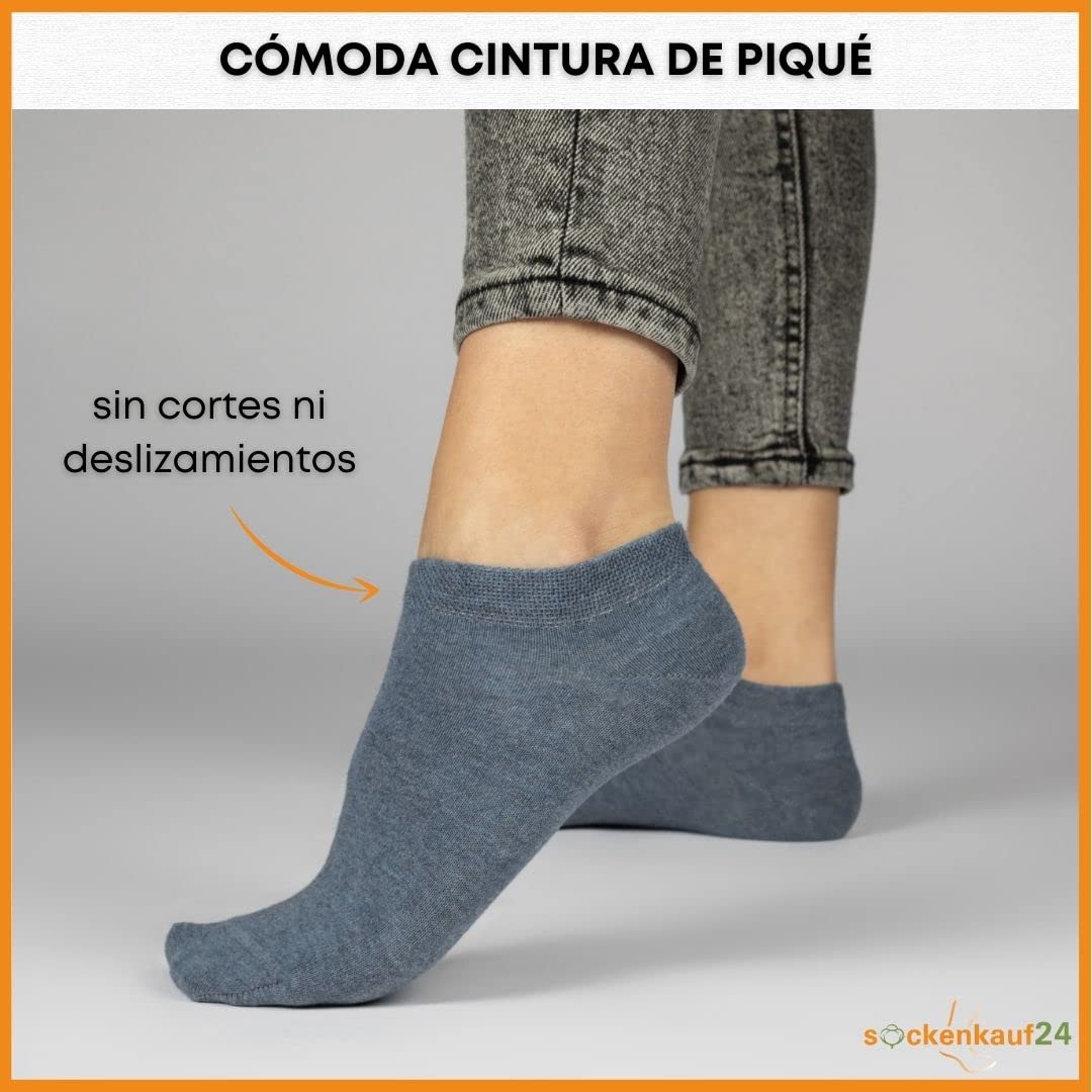 sockenkauf24 10 Pares Calcetines Tobilleros Hombre Mujer Calcetines Cortos Algodón Transpirables