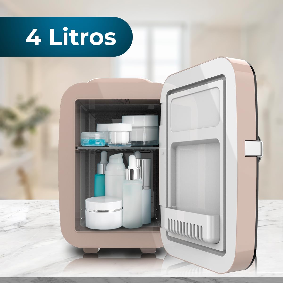 Cecotec Mini Nevera Bolero MiniCooling Río White 4L. Funcionamiento 12V-220V, Compatible coche y caravanas, Función enfriamiento y calentamiento, Rango temperatura 5-65º, Transporte fácil