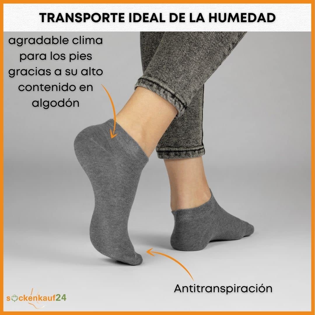 sockenkauf24 10 Pares Calcetines Tobilleros Hombre Mujer Calcetines Cortos Algodón Transpirables