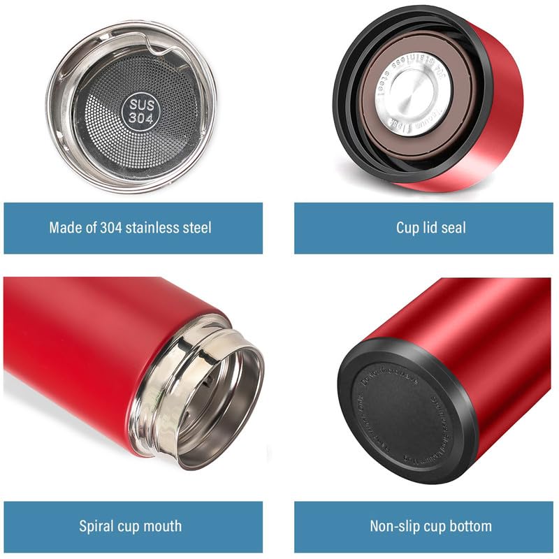 Botella de agua inteligente de acero inoxidable, termo, taza de viaje con pantalla táctil LCD inteligente, mantiene caliente o frío, portátil, para té, café, vacío, aislamiento al vacío en paredes
