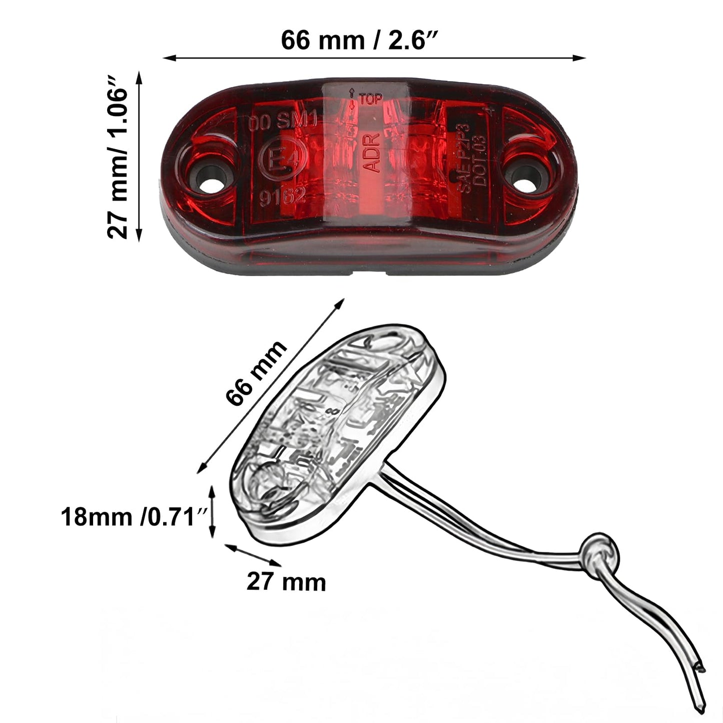 Krtopo 30X 2 Luces LED de Marcador Lateral 12 / 24V Trailer luz Lateral de Advertencia Luz Amarilla/Blanco/Rosa para Camión RV Caravan (Rosa+Amarilla+Blanco)