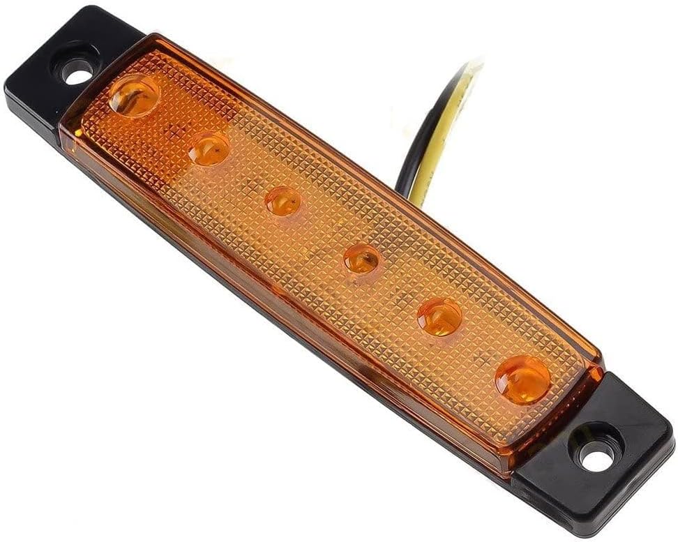 YUK 10 luces LED laterales de,6 luces LED para señalización de remolque, para camiones, luz de marcador, ámbar, luz de marcador lateral trasera, luces de señalización de cabina de camión, (amarillo)